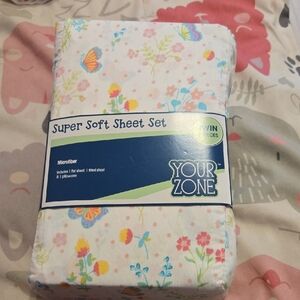 Floral Microfiber Sheet Set - Twin